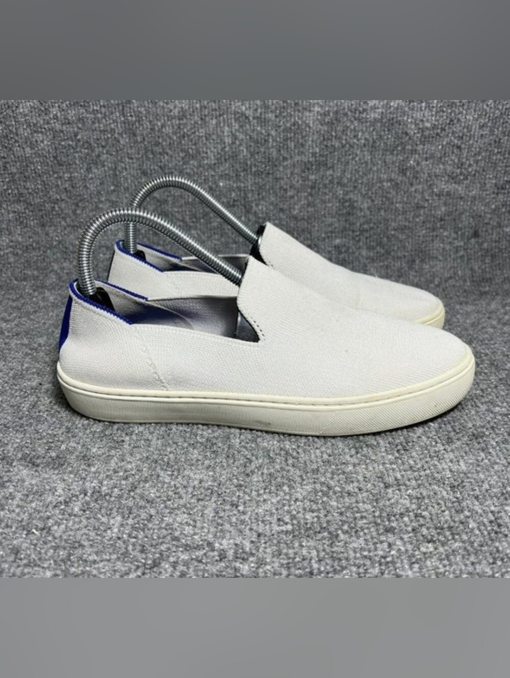 Rothy’s Slip On Sneakers Womens 8.5 White Blue Black Flats Shoes *